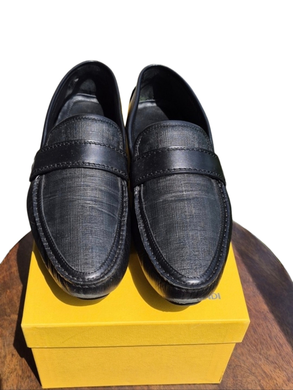 Fendi FF Driver Leather Loafers, 10.5, Black